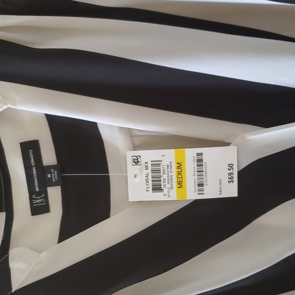 INC Navy and white striped, sleeveless surplice blouse.   NWT.  Size Medium. - Picture 3 of 3